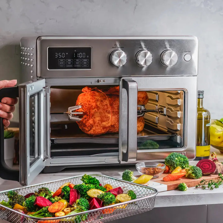 bella PRO - 12-in-1 6-Slice Toaster Oven + 33-qt. Air Fryer with French Doors - Stainless Steel