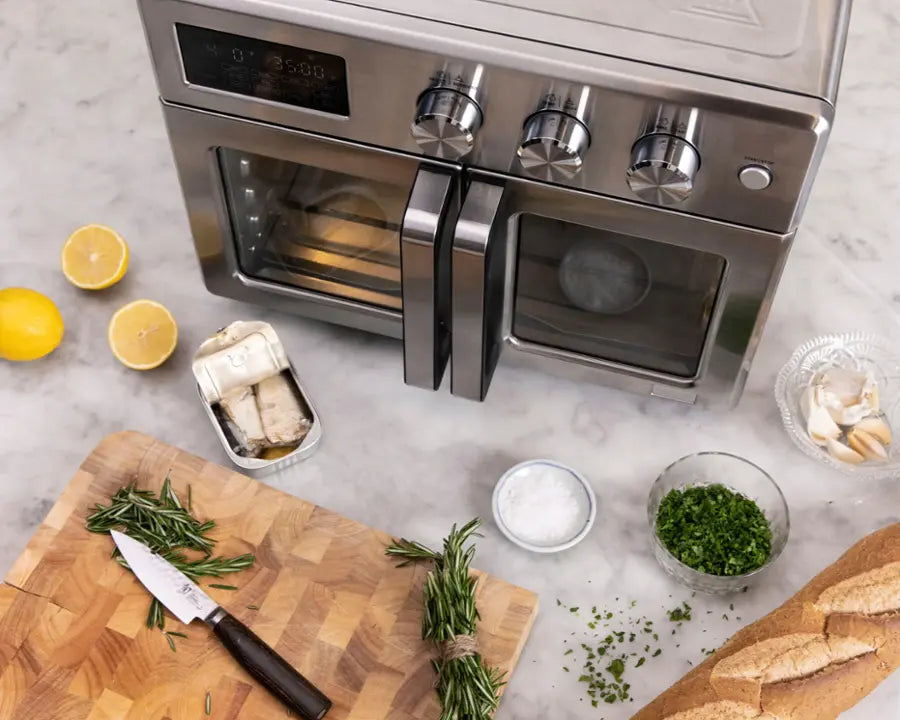 bella PRO - 12-in-1 6-Slice Toaster Oven + 33-qt. Air Fryer with French Doors - Stainless Steel