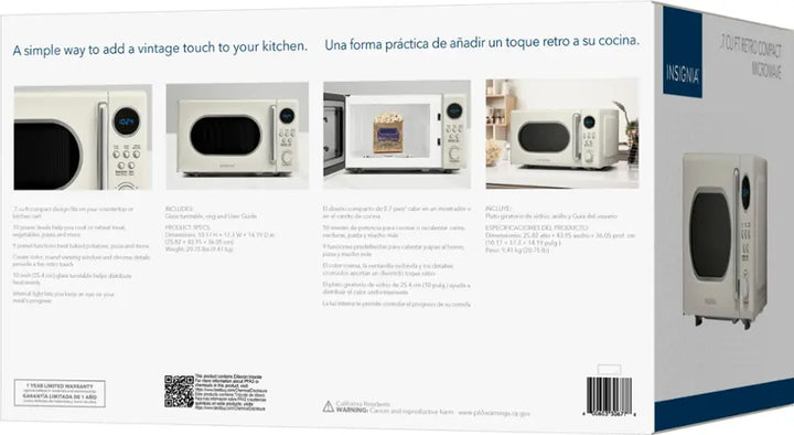 Insignia™ - .7 Cu. Ft. Retro Compact Microwave - Cream