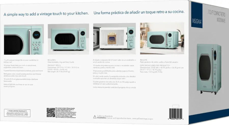 Insignia™ - .7 Cu. Ft. Retro Compact Microwave - Cream