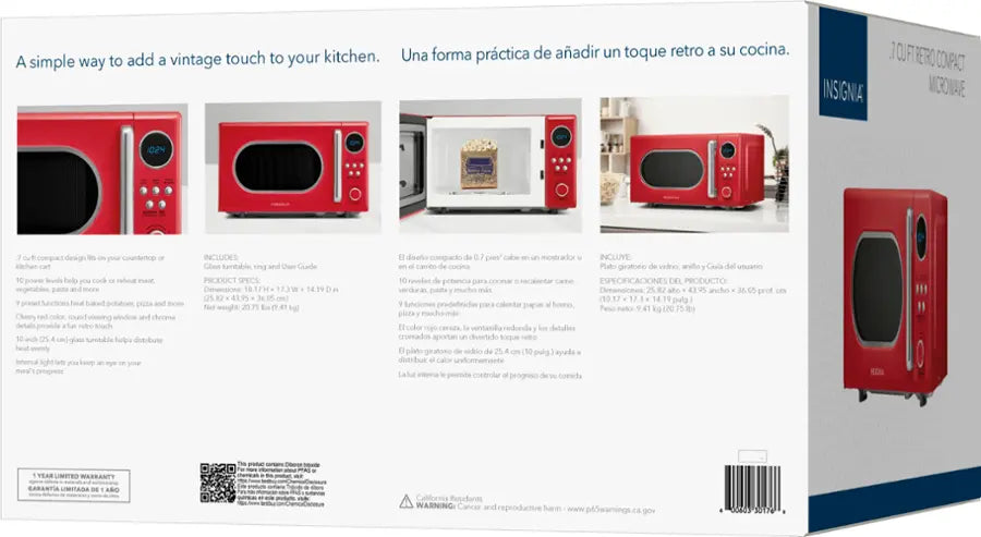 Insignia™ - .7 Cu. Ft. Retro Compact Microwave - Cream