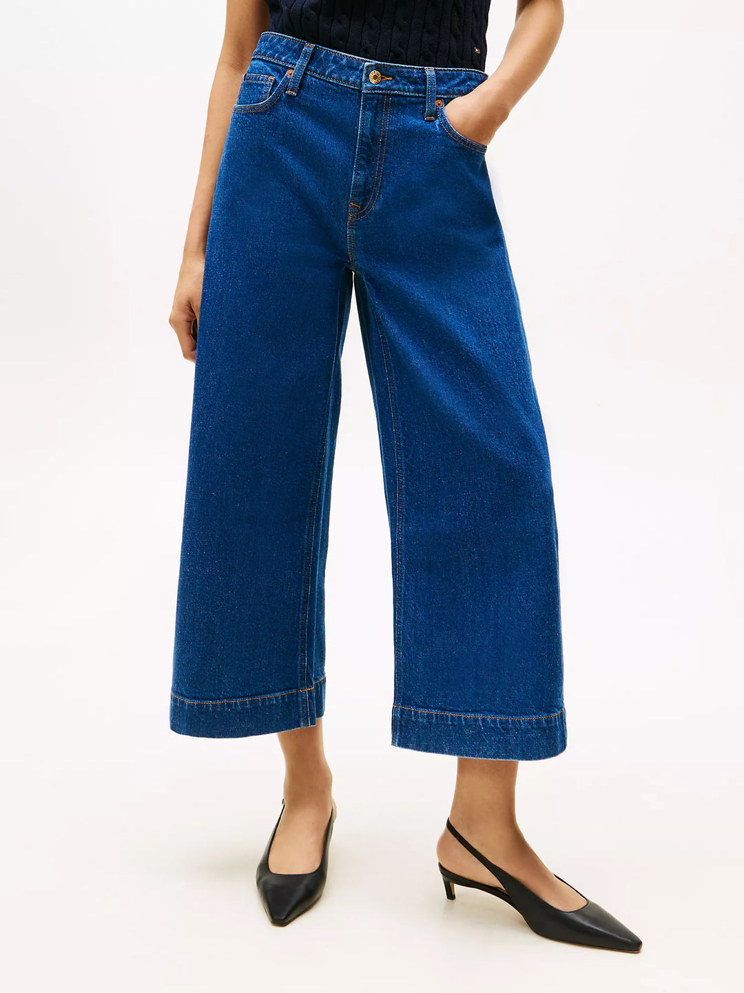 Tommy Hilfiger High-Rise Wide-Leg Cropped Jean