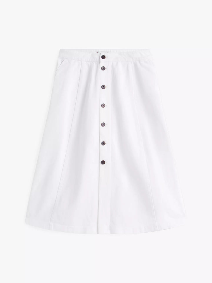 Tommy Hilfiger White High-Rise Flared Denim Skirt