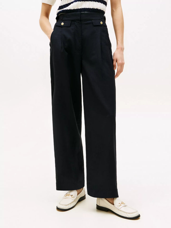 Tommy Hilfiger Gold Button Wide-Leg Pant
