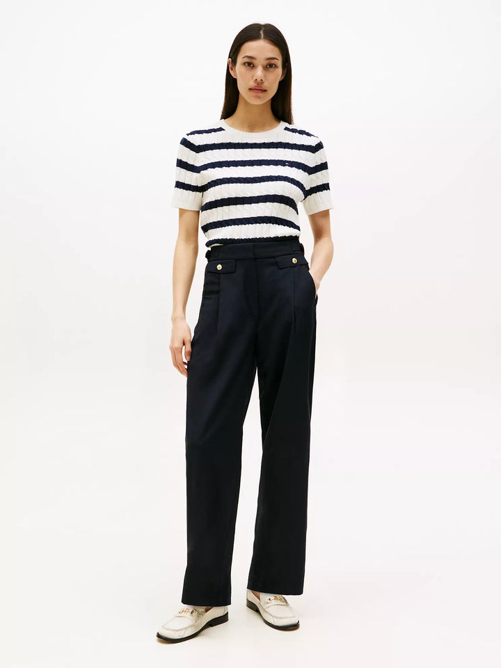 Tommy Hilfiger Gold Button Wide-Leg Pant