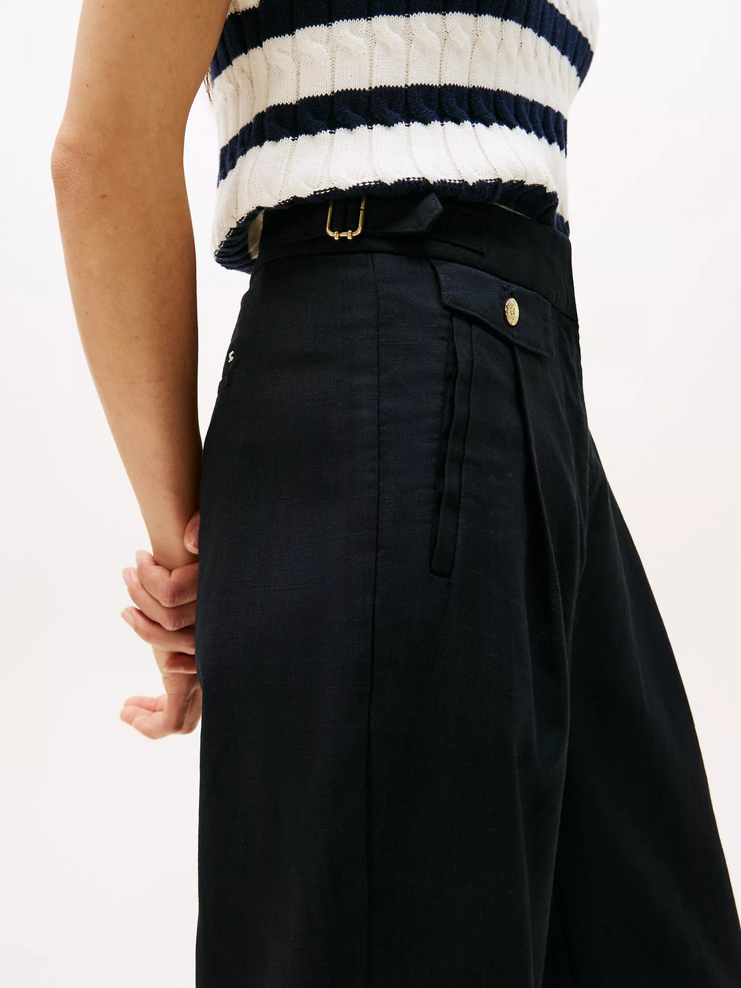 Tommy Hilfiger Gold Button Wide-Leg Pant