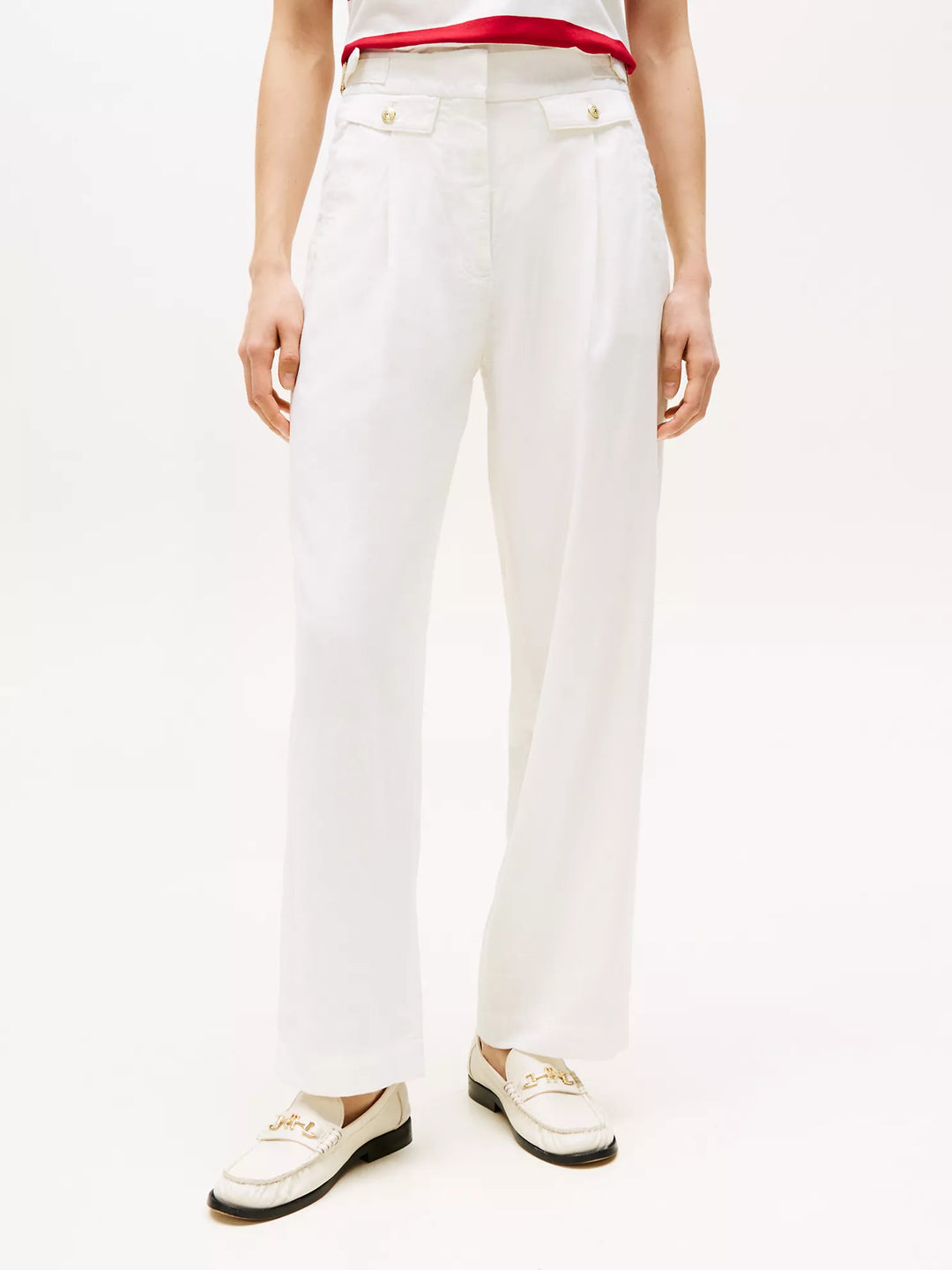 Tommy Hilfiger Gold Button Wide-Leg Pant