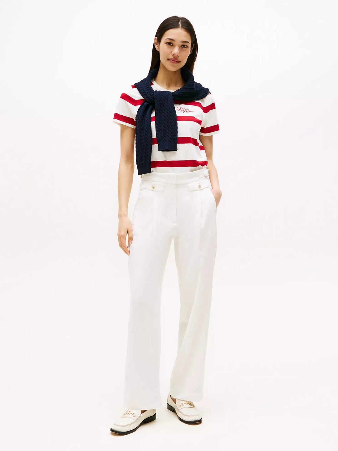 Tommy Hilfiger Gold Button Wide-Leg Pant