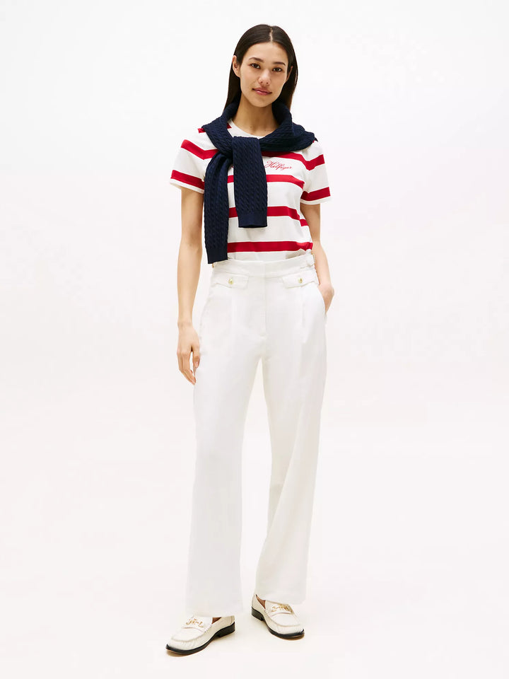 Tommy Hilfiger Gold Button Wide-Leg Pant