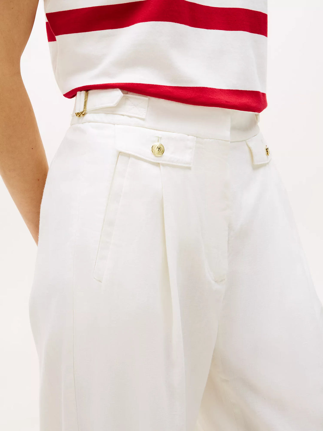Tommy Hilfiger Gold Button Wide-Leg Pant
