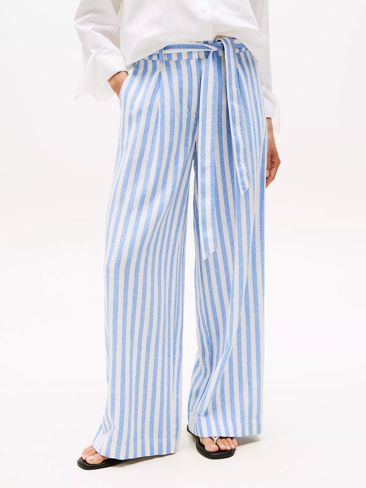Tommy Hilfiger Stripe Wide-Leg Paper-Bag Pant