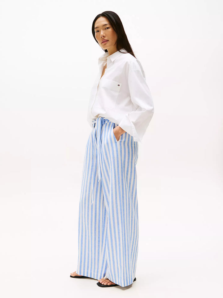 Tommy Hilfiger Stripe Wide-Leg Paper-Bag Pant