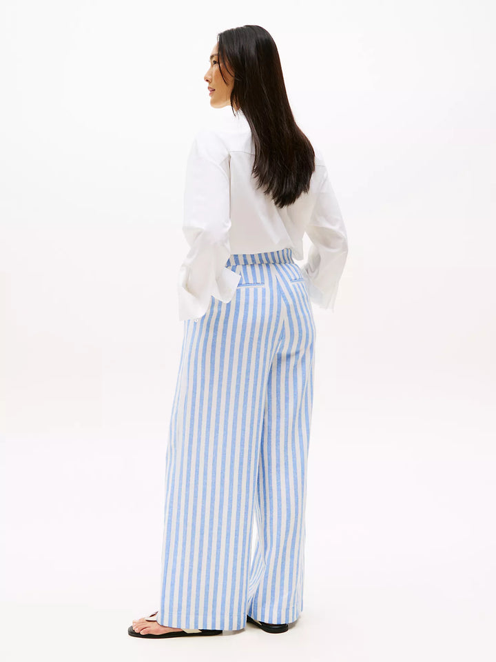 Tommy Hilfiger Stripe Wide-Leg Paper-Bag Pant