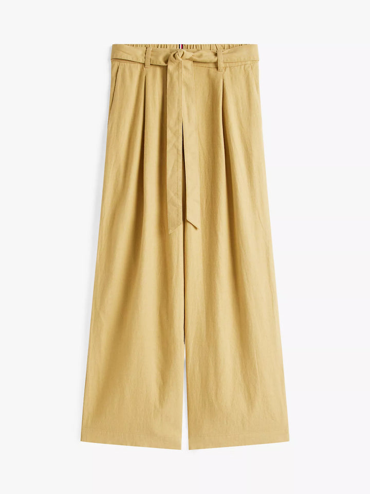 Tommy Hilfiger Linen-Blend Wide-Leg Paper Bag Pant