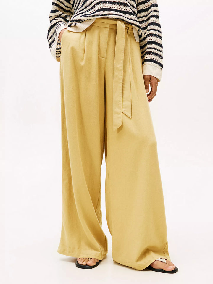Tommy Hilfiger Linen-Blend Wide-Leg Paper Bag Pant