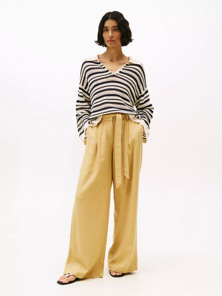 Tommy Hilfiger Linen-Blend Wide-Leg Paper Bag Pant