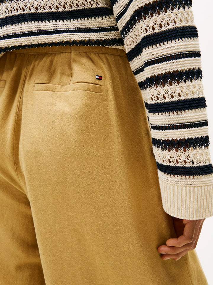 Tommy Hilfiger Linen-Blend Wide-Leg Paper Bag Pant