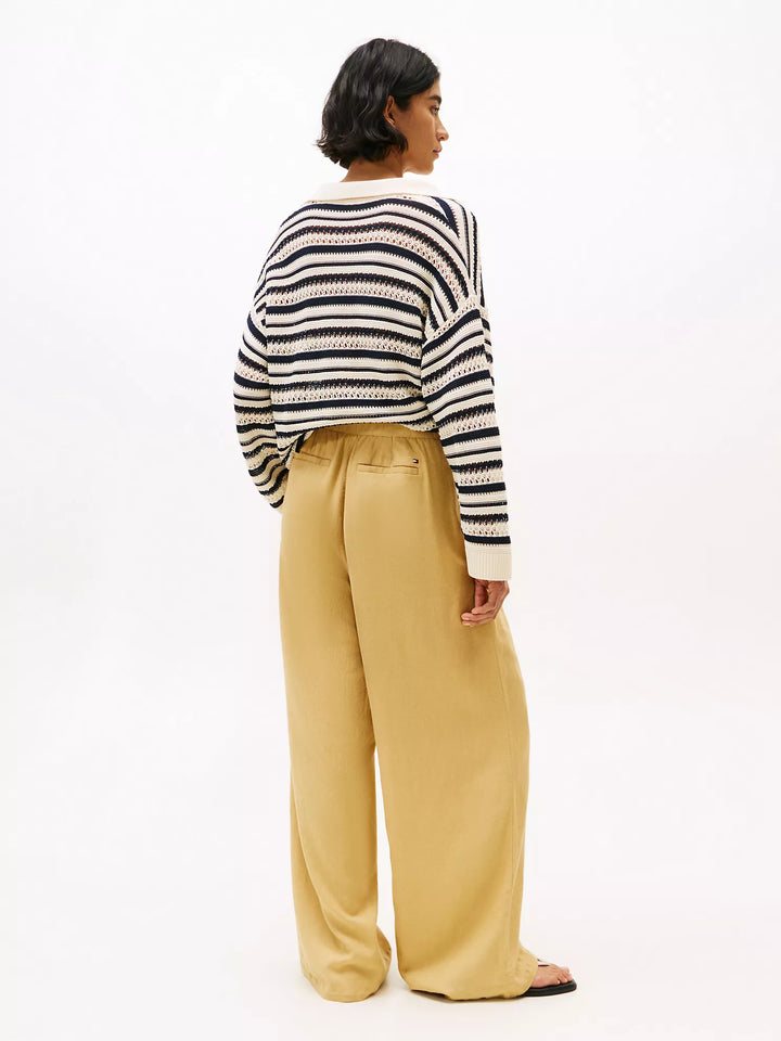 Tommy Hilfiger Linen-Blend Wide-Leg Paper Bag Pant