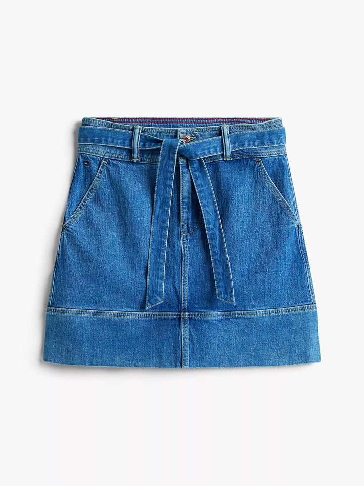 Tommy Hilfiger Belted Denim Mini Skirt