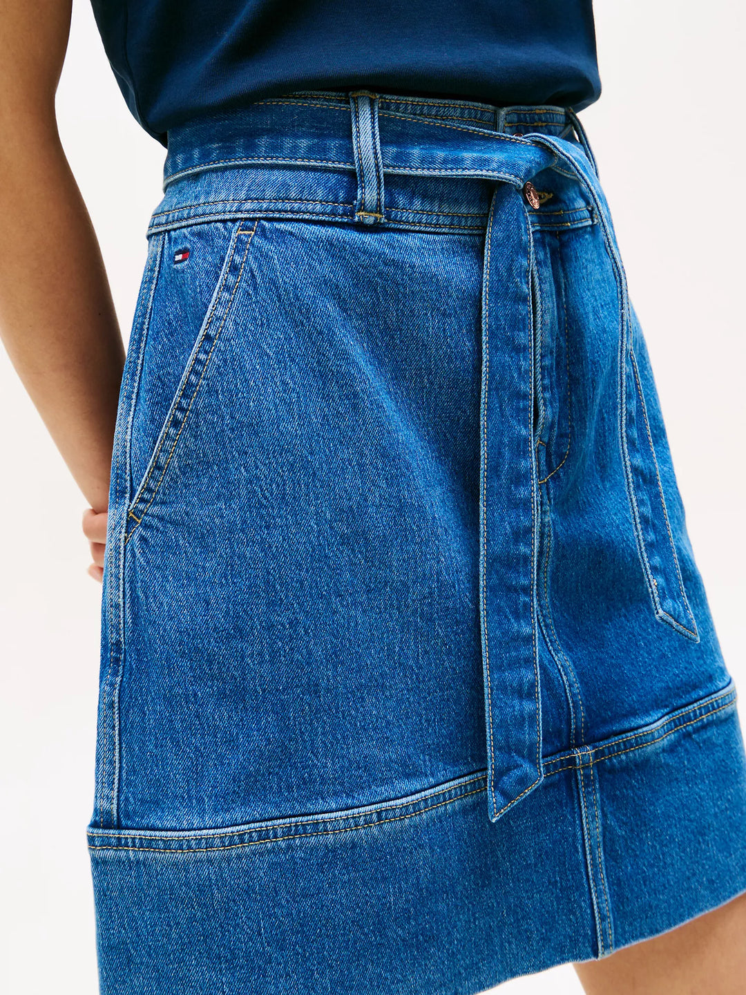 Tommy Hilfiger Belted Denim Mini Skirt