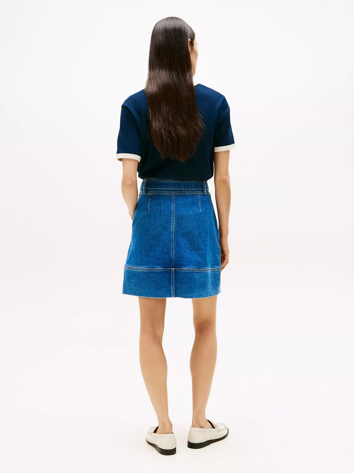 Tommy Hilfiger Belted Denim Mini Skirt