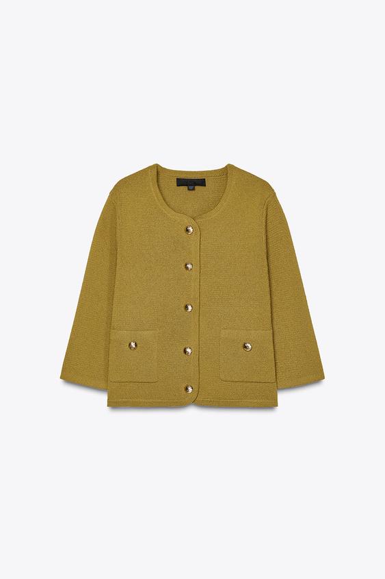ZARA KNIT CARDIGAN WITH GOLDEN BUTTONS