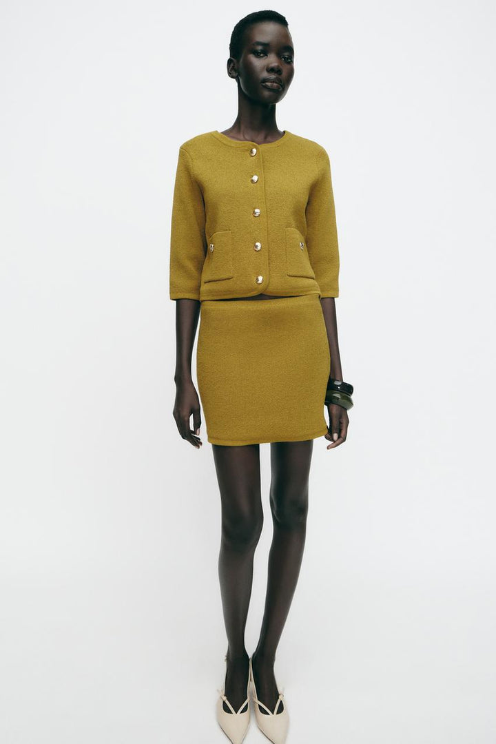 ZARA KNIT CARDIGAN WITH GOLDEN BUTTONS