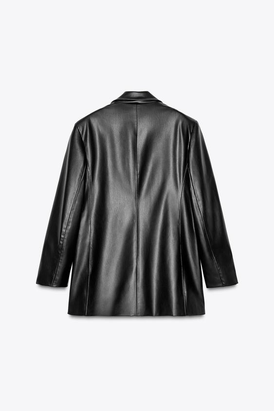 ZARA STRAIGHT FIT FAUX LEATHER BLAZER
