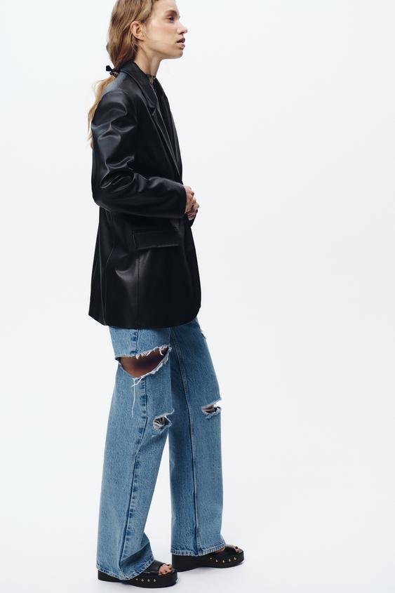 ZARA STRAIGHT FIT FAUX LEATHER BLAZER