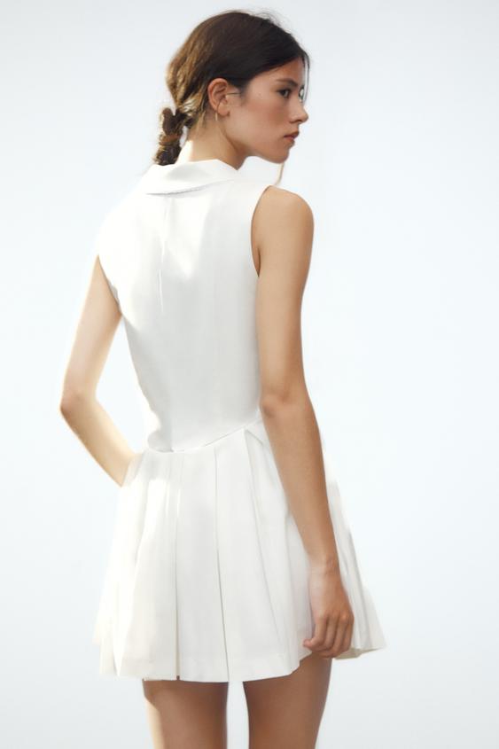 ZARA SHORT DRESS WITH PLEATED COLLAR