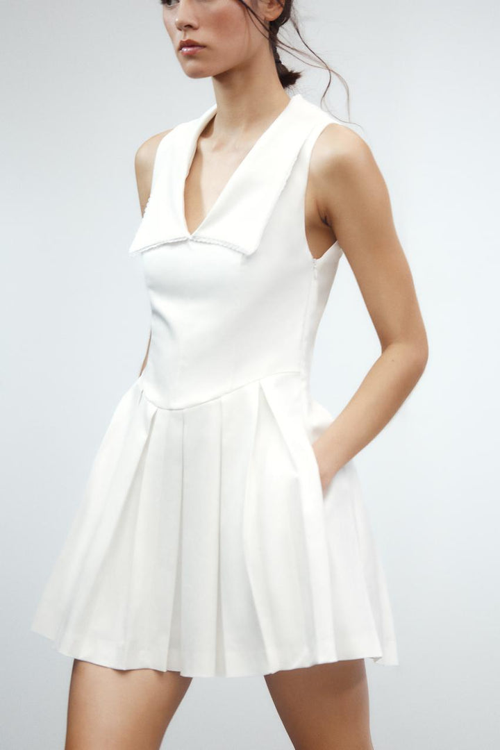 ZARA SHORT DRESS WITH PLEATED COLLAR