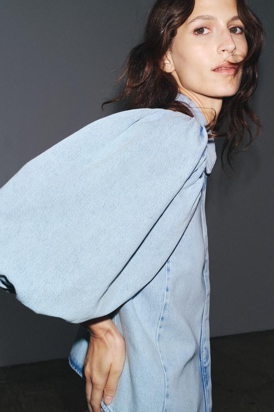 ZARA ZW COLLECTION DENIM BLOUSE