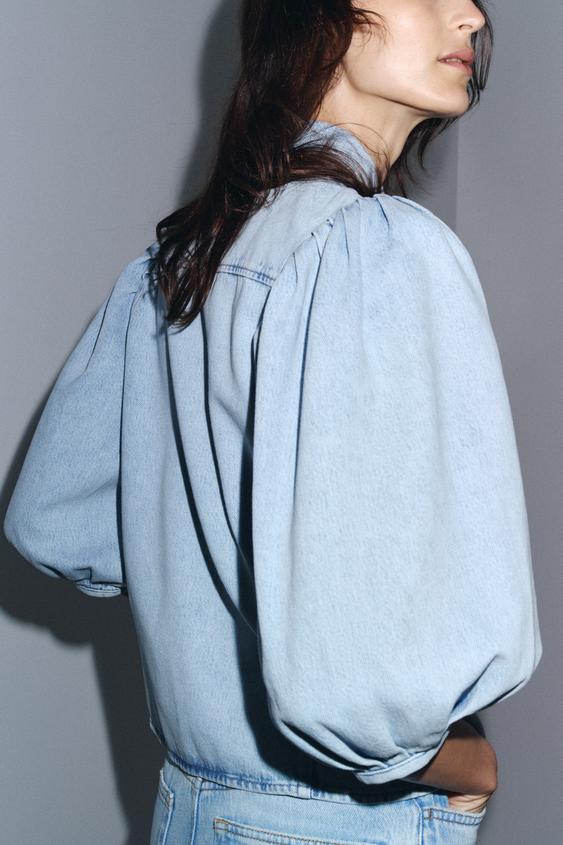 ZARA ZW COLLECTION DENIM BLOUSE