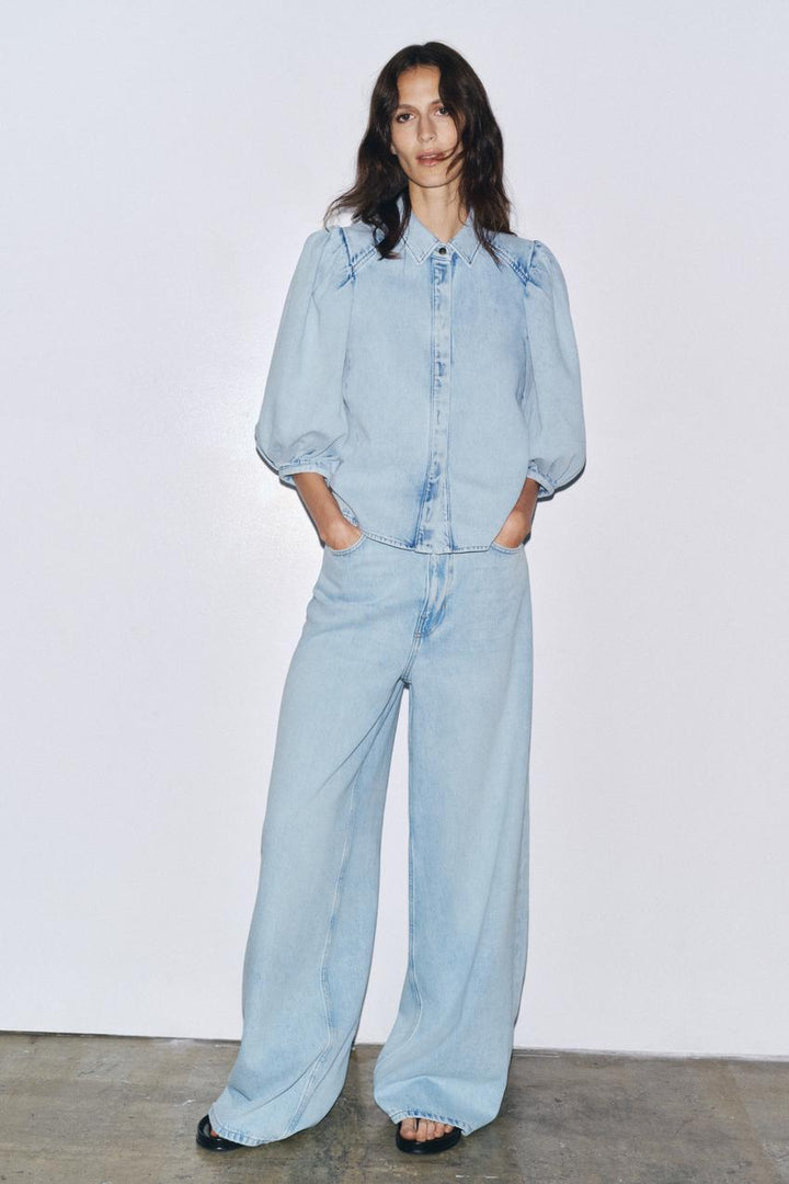 ZARA ZW COLLECTION DENIM BLOUSE