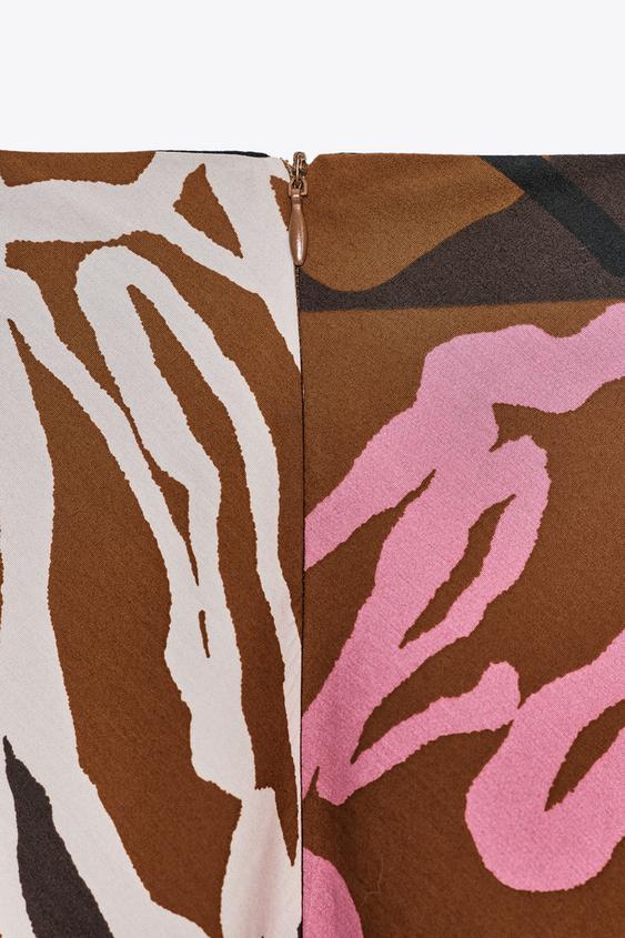 ZARA ZW COLLECTION PRINTED ASYMMETRIC SKIRT