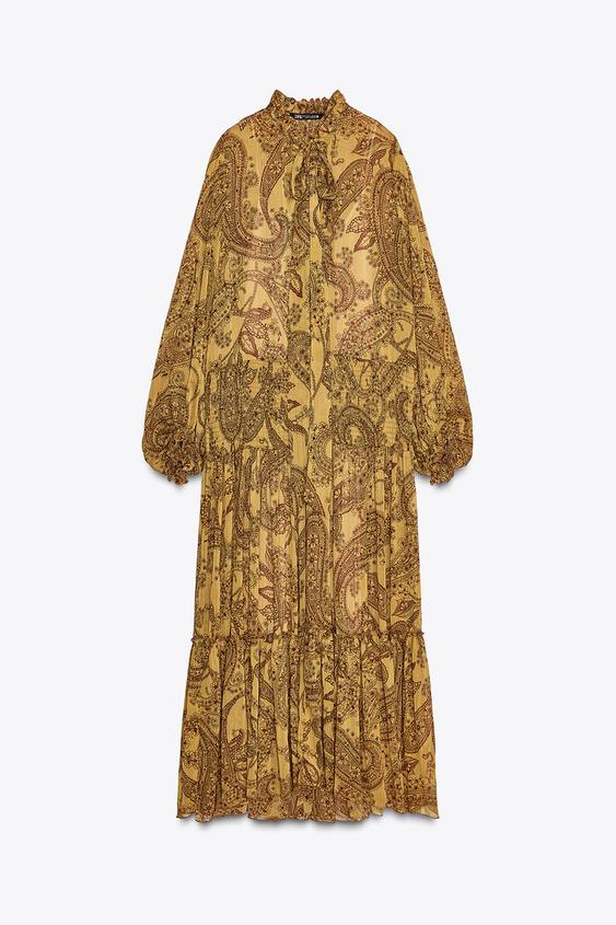 ZARA ZW COLLECTION LONG PRINT DRESS