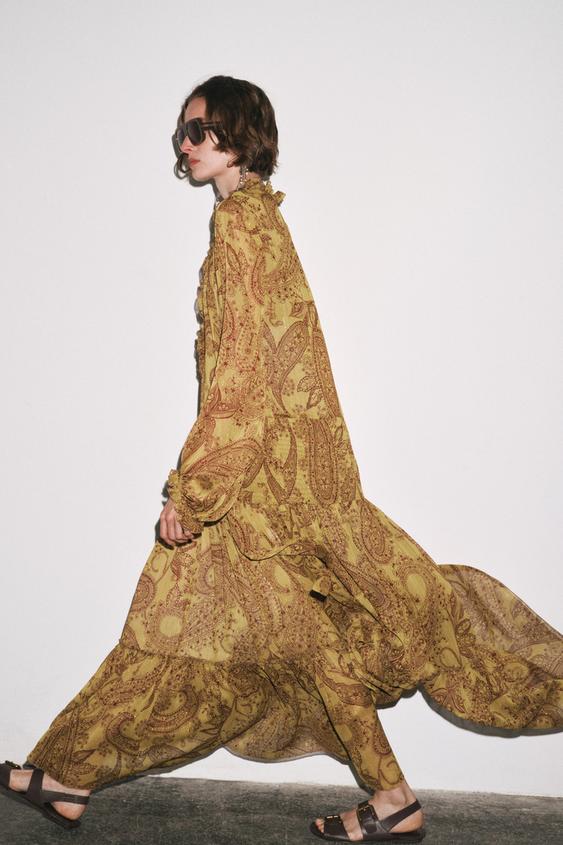 ZARA ZW COLLECTION LONG PRINT DRESS