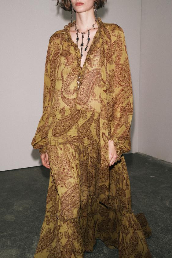 ZARA ZW COLLECTION LONG PRINT DRESS
