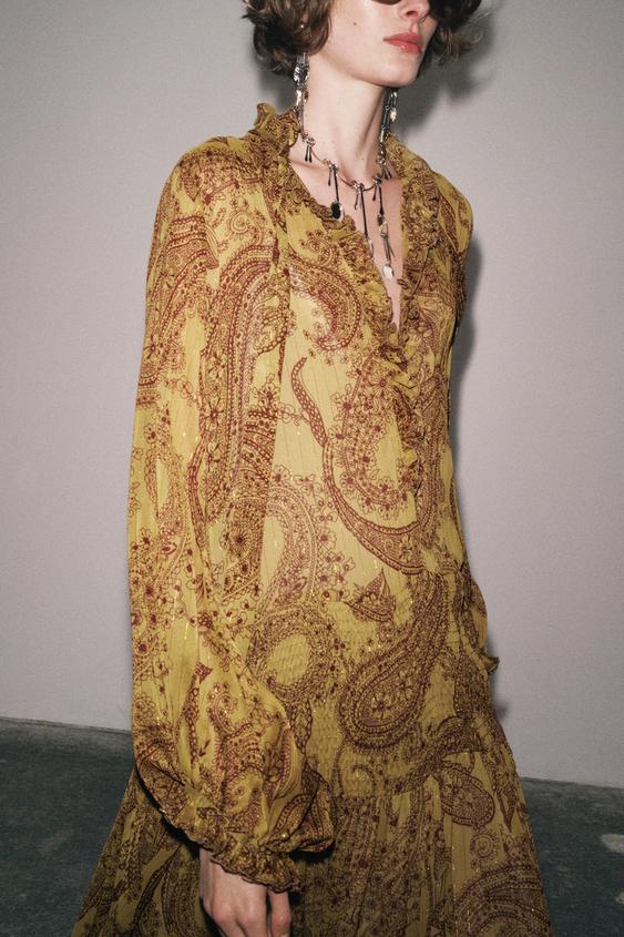 ZARA ZW COLLECTION LONG PRINT DRESS