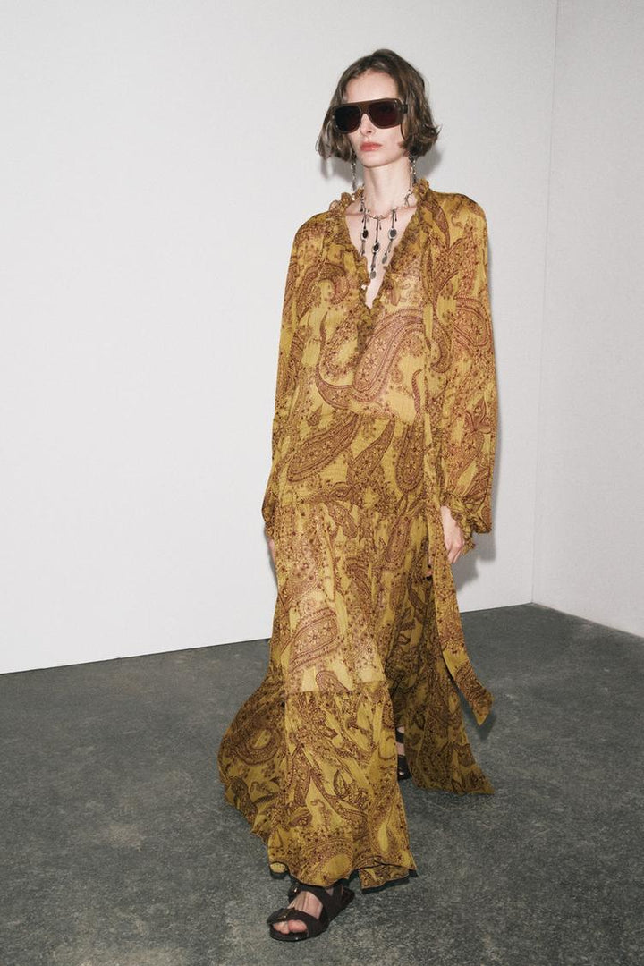 ZARA ZW COLLECTION LONG PRINT DRESS
