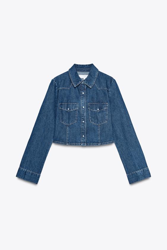 ZARA TRF CROP DENIM SHIRT