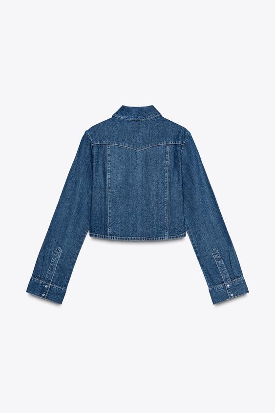 ZARA TRF CROP DENIM SHIRT