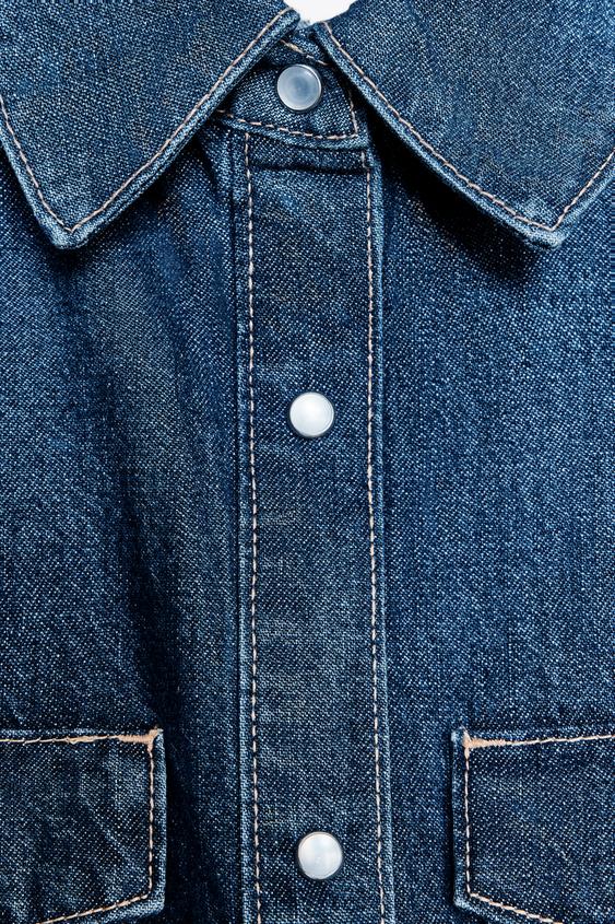 ZARA TRF CROP DENIM SHIRT