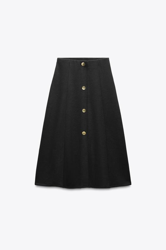 ZARA SOFT BUTTON MIDI SKIRT