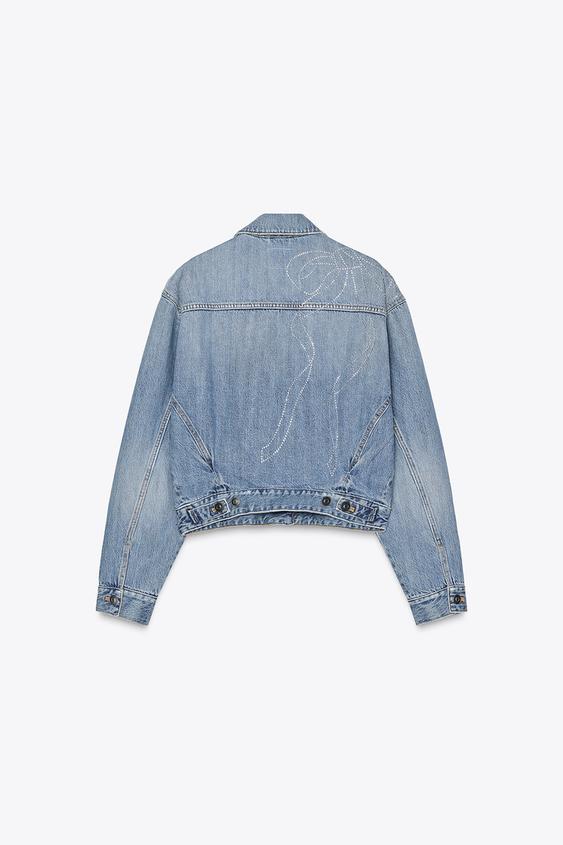ZARA TRF RHINESTONE DENIM JACKET