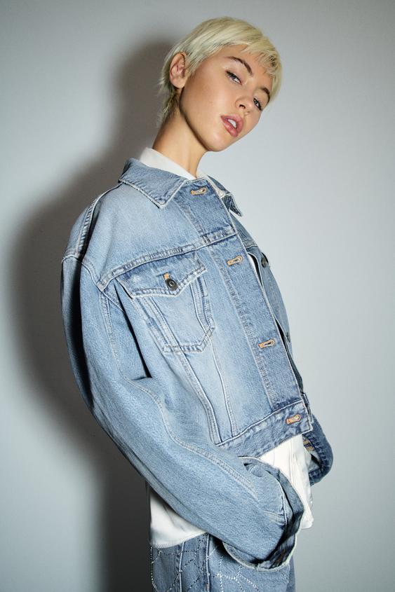 ZARA TRF RHINESTONE DENIM JACKET