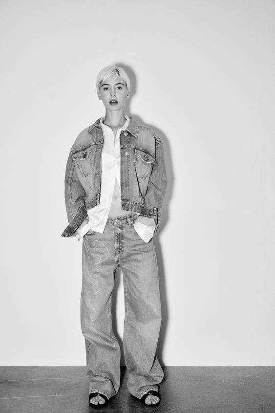 ZARA TRF RHINESTONE DENIM JACKET