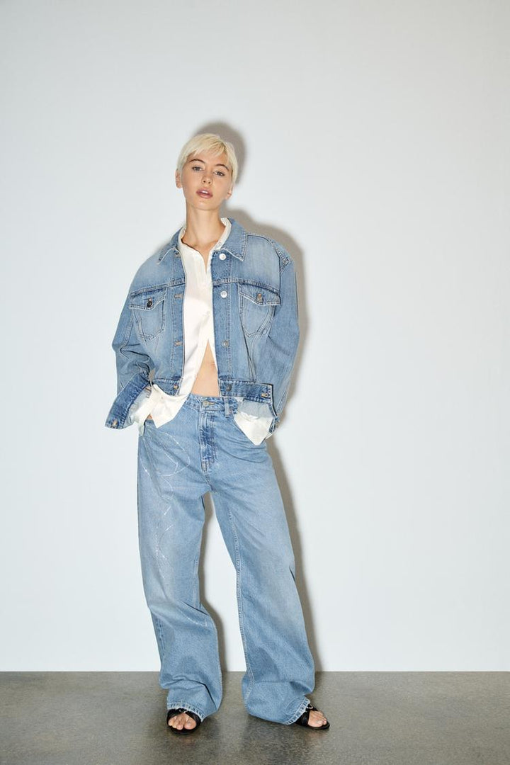 ZARA TRF RHINESTONE DENIM JACKET