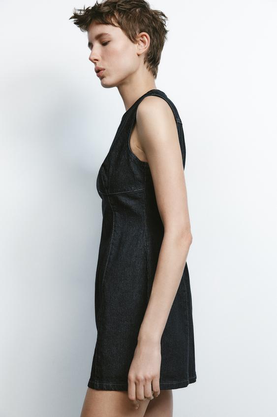 ZARA DENIM EFFECT MINI DRESS
