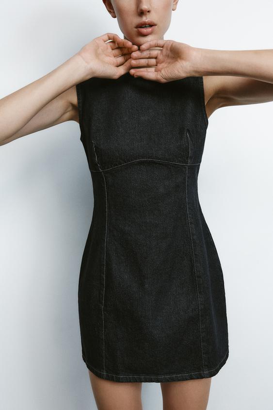 ZARA DENIM EFFECT MINI DRESS